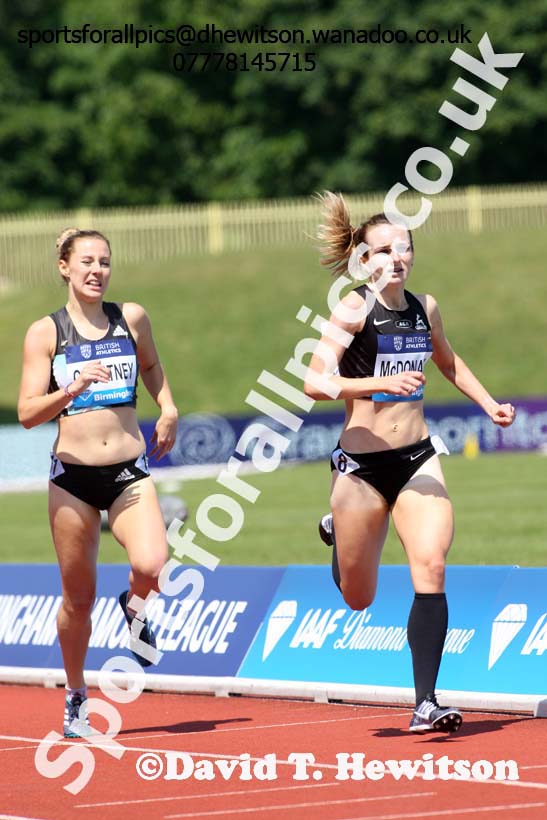 Sarah McDonald (GB) wins the womens 1500 metres, IAAF Diamond League, Birmingham. Photo: David T. Hewitson/Sports for All Pics